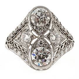 Vintage Edwardian Platinum with 1.62ct Filigree Diamond Ring Size 7