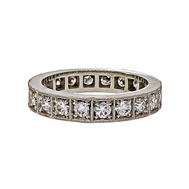 Platinum 1.00ct Diamond Eternity Bead Band Ring Size 6