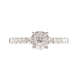 18K White Gold 0.39ct Diamond Halo Ring Size 6.75