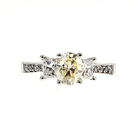 14K White Gold Yellow Diamond Ring Size 7.5