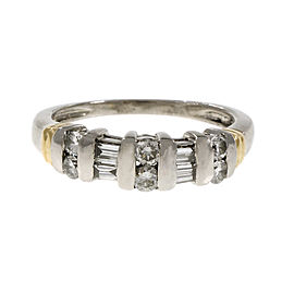 Platinum and 18K Yellow Gold with Diamond Wedding Band Ring Size 6