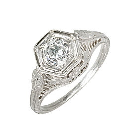 Art Deco Platinum .52ct Diamond Engagement Ring Size 5