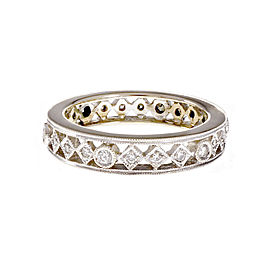 18K White Gold with Diamond Open Work Eternity Band Ring Size 6.75