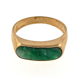 Vintage 18K Rose Gold Jadeite Jade Saddle Ring Size 7