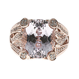 Sonia B Vintage 14K Rose Gold with 8.0ct Purplish Pink Kunzite & 0.65ct Diamond Ring Size 8