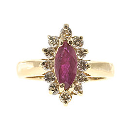 14K Yellow Gold with 0.75ct Ruby & 0.24ct Diamond Ring Size 3.75