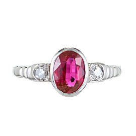 Platinum 0.80ct Ruby & Diamond Ring Size 5.25