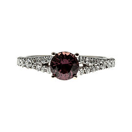 Vintage 18K White Gold with 1.07ct Brownish Pink Sapphire & Diamond Ring Size 7