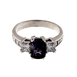 14K White Gold and Platinum 1.74ct Purple Spinel Diamond Engagement Ring Size 6