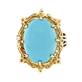 14K Yellow Gold with Turquoise Ring Size 7.75