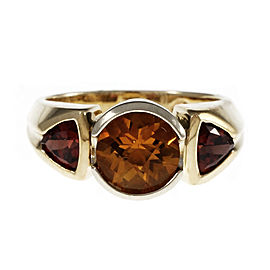 14K Yellow and White Gold Citrine Garnet Ring Size 8