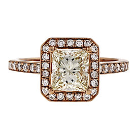 18K Rose Gold 1.00ct Princess Cut Diamond Ring Size 6.5