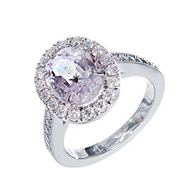 Platinum with 2.74ct Purple Pink Sapphire and Diamond Halo Engagement Ring Size 6.5