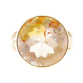 14K Yellow Gold with 17.97ct Citrine with Red Iron & 0.18ct Diamond Ring Size 6