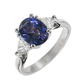 Platinum with Diamond and Purple Sapphire Ring Size 7.25