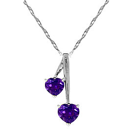 1.4 CTW Silver Hearts Necklace Natural Amethyst