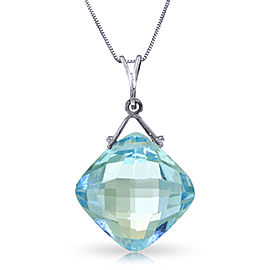 8.75 CTW 14K Solid White Gold Competence Blue Topaz Necklace