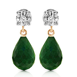 17.66 CTW 14K Solid Gold Stud Earrings Diamond Emerald