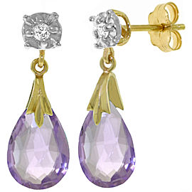 6.06 CTW 14K Solid Gold Stud Earrings Diamond Amethyst