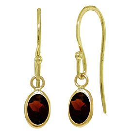 1 CTW 14K Solid Gold Fish Hook Earrings Garnet