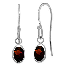 1 CTW 14K Solid White Gold Fish Hook Earrings Garnet