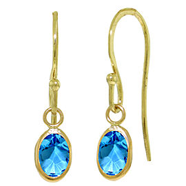 1 CTW 14K Solid Gold Faithful Blue Topaz Earrings