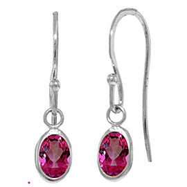 1 CTW 14K Solid White Gold Untie The Knot Pink Topaz Earrings