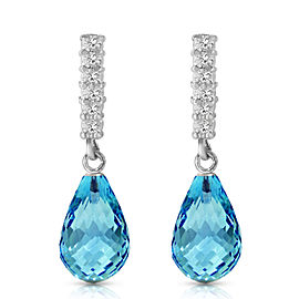 4.65 CTW 14K Solid White Gold Magic In Your Eyes Blue Topaz Diamond Earrings