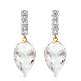 4.65 CTW 14K Solid Gold Enchant White Topaz Diamond Earrings