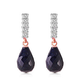 14K Solid Rose Gold Earrings withNatural Diamonds & Sapphires