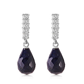 6.75 CTW 14K Solid White Gold Earrings Natural Diamond Sapphire