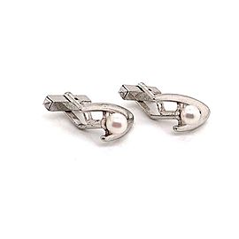 Mikimoto Estate Cufflinks Sterling Silver 6.77 Gr 5.38 mm M152