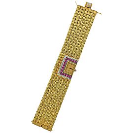 Ruby Diamond Gold Watch Bracelet