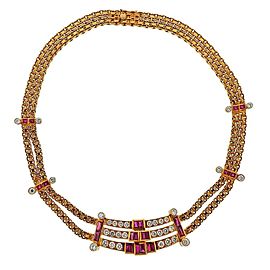 Gold Diamond Ruby Necklace