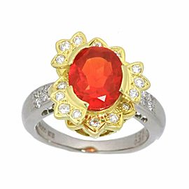 Platinum Fire Opal 18K yellow gold Diamond Ring