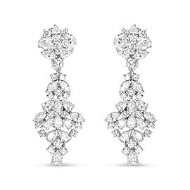 18K White Gold 9 1/2 Cttw Diamond Cluster Drop Dangle Clip-On Earrings (F-G Color, VS1-VS2 Clarity)