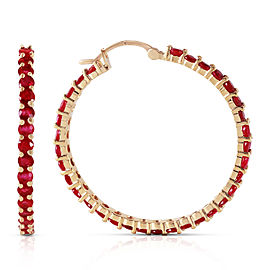 6 CTW 14K Solid Gold Alana Ruby Hoop Earrings