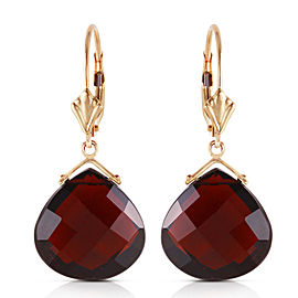 17 CTW 14K Solid Gold Leverback Earrings Checkerboard Cut Garnet