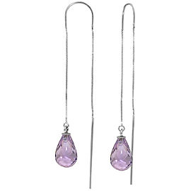 4.5 CTW 14K Solid White Gold Soul's Face Amethyst Earrings