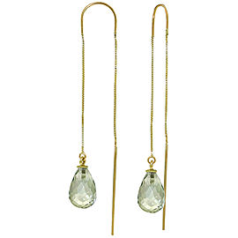 4.5 CTW 14K Solid Gold Threaded Dangle Earrings Green Amethyst