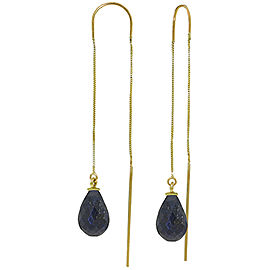 6.6 CTW 14K Solid Gold Threaded Dangles Earrings Sapphire