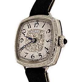 Vintage 1925 Ladies Gruen White Gold Filled Black Satin Band