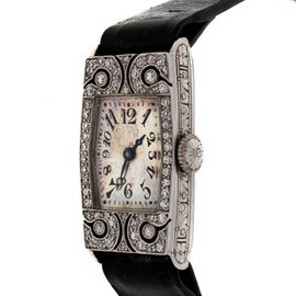 Art Deco 1920 Ladies Platinum Diamond Waltham Strap Watch