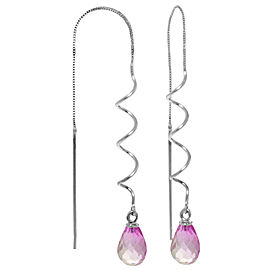 3.3 CTW 14K Solid White Gold Goodbye Yesterday Pink Topaz Earrings