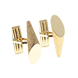 Vintage 1950s 3 D Cone Shape Textured Shiny 14k Yellow Gold Clip Cuff Links