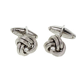 Estate Da Vinci Knot Diamond Cuff Links 14k White Gold