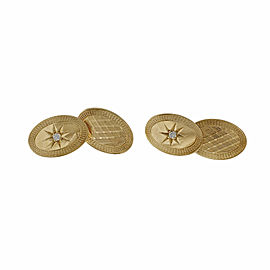 Vintage 1940 Double Sided Diamond Front Cuff Links 14k Yellow Gold