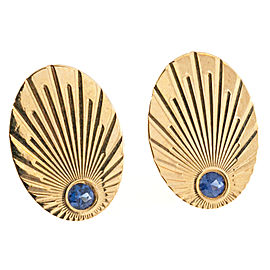 14k Yellow Gold Sapphire Vintage Cuff Links