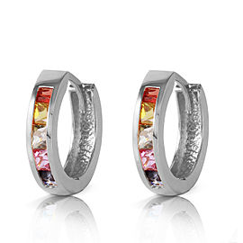 1.3 CTW 14K Solid White Gold Color Palette Multicolor Sapphire Earrings