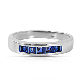 0.6 CTW 14K Solid White Gold Wind Blows Joy Sapphire Ring